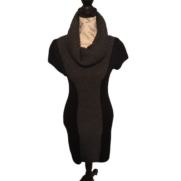 Guess cowlneck black & gray sweater dress Y2K Vintage Md - Picture 1 of 7